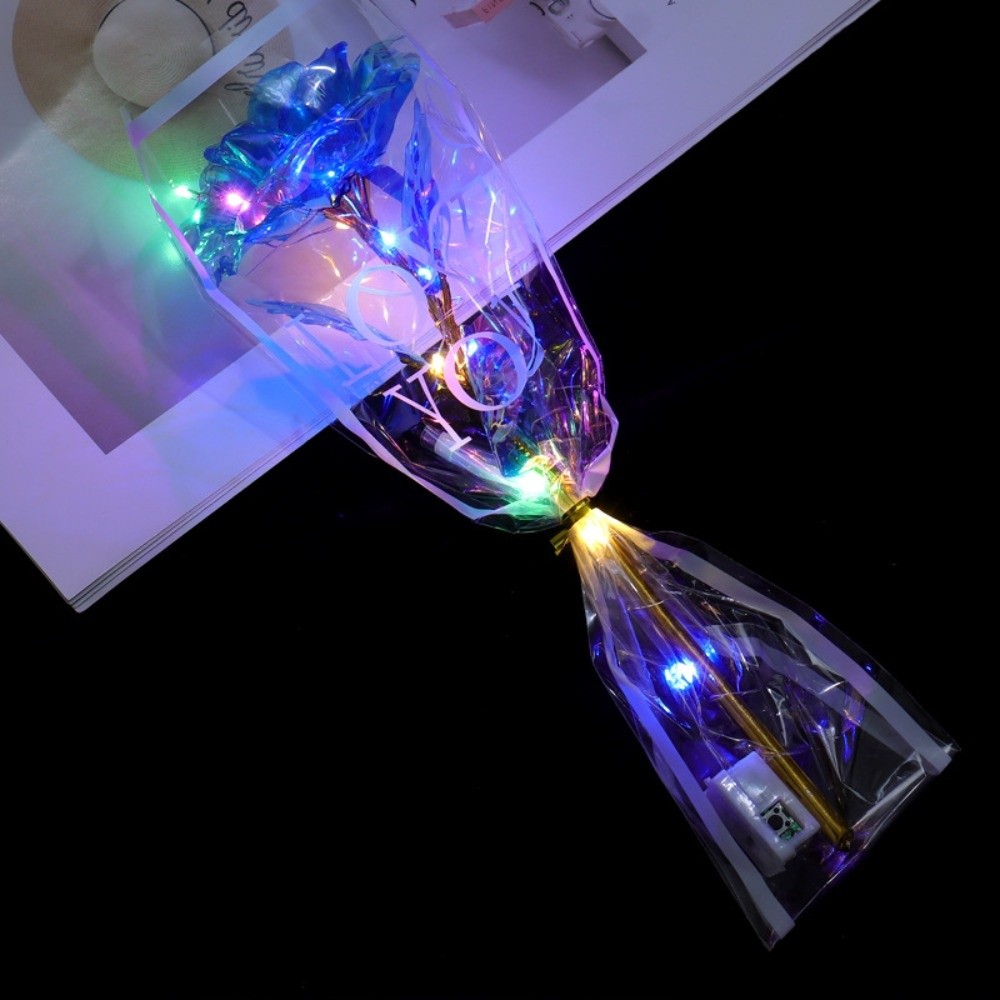 Photography Lighting Simulator Free - ดอกกุหลาบฟอยล์สีทองเรืองแสง ไฟ LED อุปกรณ์ประกอบฉากถ่ายภาพ ช่อดอกกุหลาบจำลอง ของขวัญวันแม่หลากสีสัน