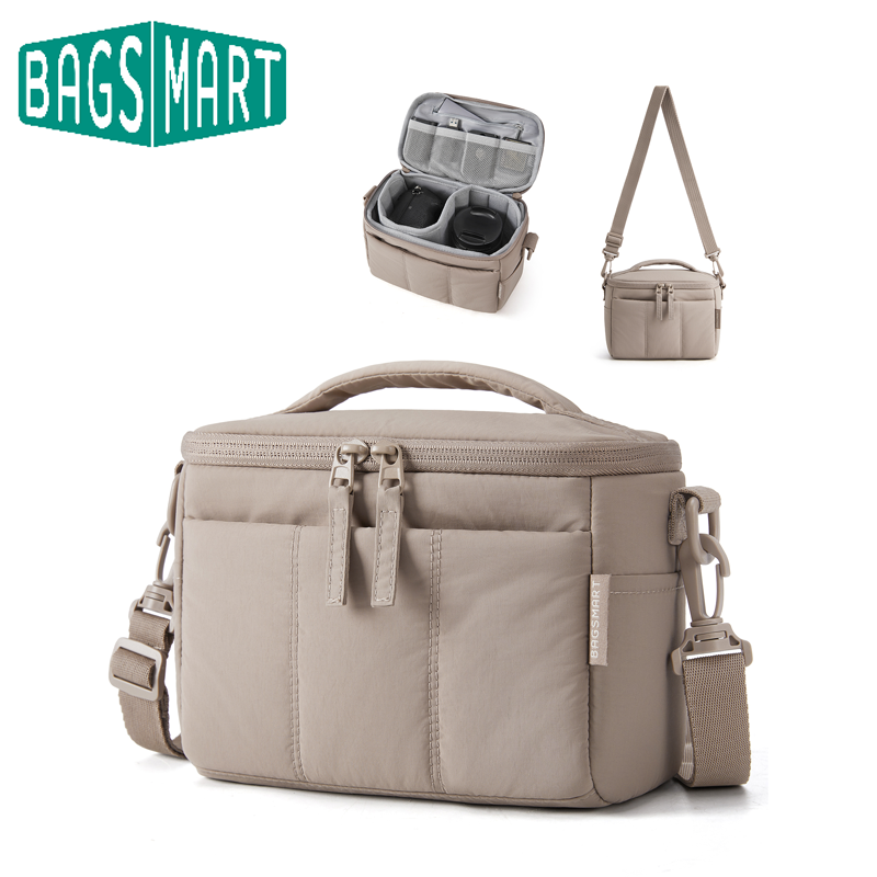 Photography Lighting Equipment Bags - กระเป๋ากล้องสะพายไหล่ BAGSMART พร้อมแผ่นรอง สายสะพายปรับได้ แผ่นกั้นที่ถอดออกได้ กระเป๋าเก็บอุปกรณ์ถ่ายภาพสำหรับกล้องมิเรอร์เลส
