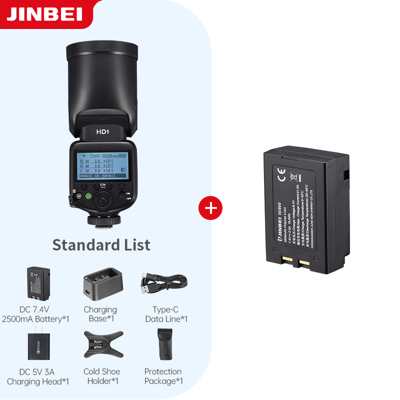 Photography Lighting Flash - ชุดไฟแฟลชกล้องถ่ายภาพกลางแจ้ง JINBEI HD-1 หัวกลม HSS Speedlite