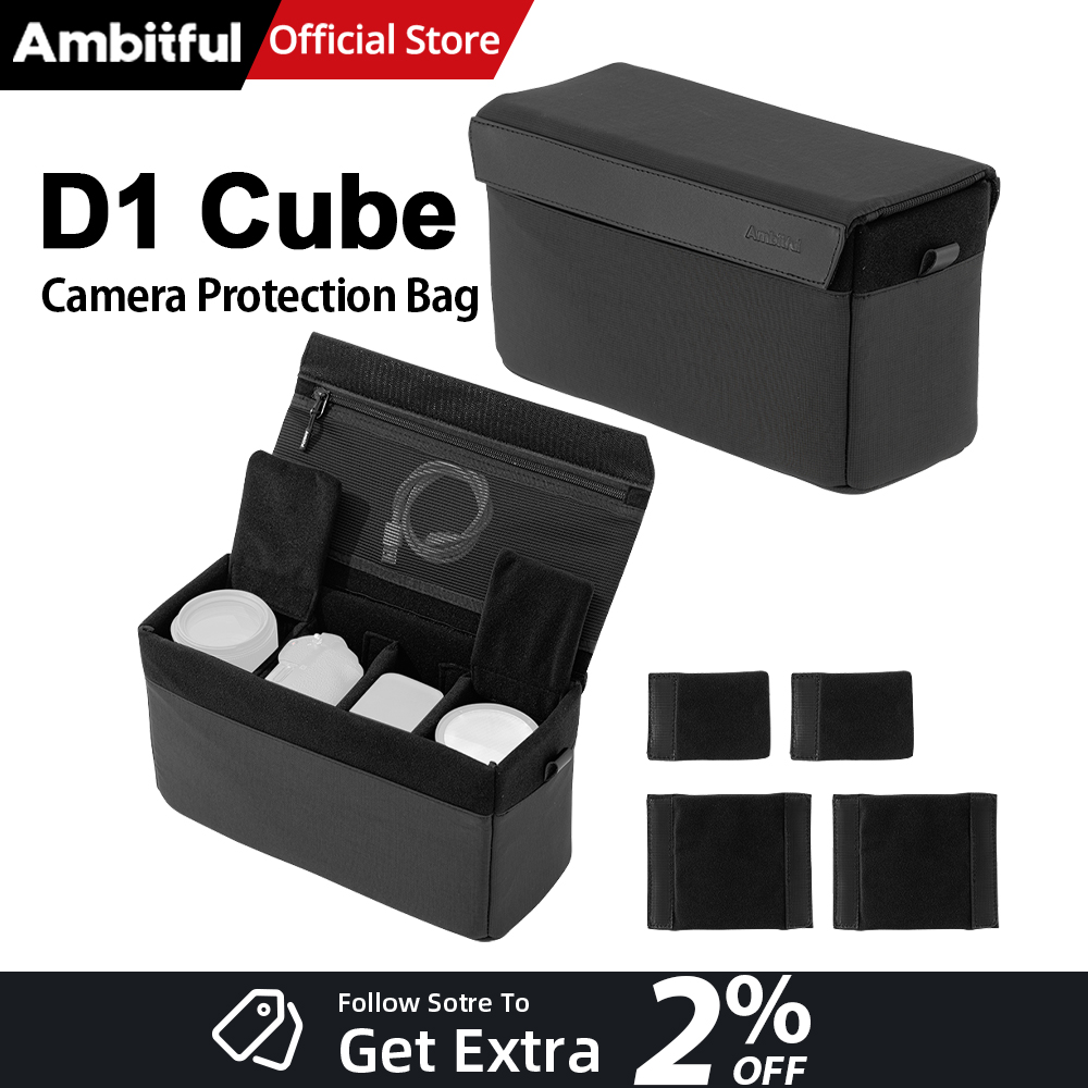 Photography Lighting Equipment Bags - AMBITFUL D1 คิวบ์กระเป๋ากล้อง DSLR กันน้ำอเนกประสงค์กระเป๋าเป้สะพายหลังกล้องดิจิตอลกลางแจ้งกระเป๋าด้านในกระเป๋าเลนส์สำหรับนิคอน แคนนอน
