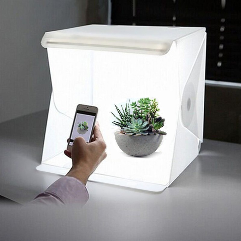 Photography Lighting Tent - LED กล่องไฟถ่ายภาพสตูดิโอกล่องโต๊ะถ่ายภาพ Lightbox แบบพกพา Photobox 2พื้นหลัง