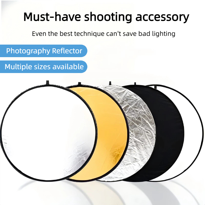 Portrait Photography With Lighting - แผ่นสะท้อนแสงแบบพกพา 2-in-1 สองด้าน สีทอง-เงิน สำหรับถ่ายภาพบุคคล ไลฟ์สด