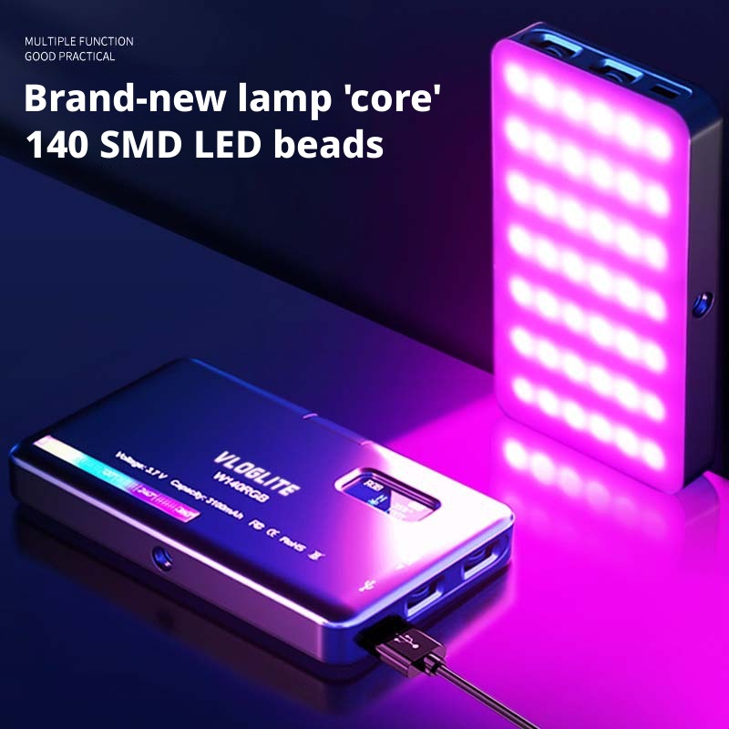 Photography Lighting Lamp - ไฟเติม RGB แบบพกพาสำหรับมือถือ ไฟสำหรับการประชุมทางวิดีโอ ไฟถ่ายภาพวิดีโอบล็อก ไฟ