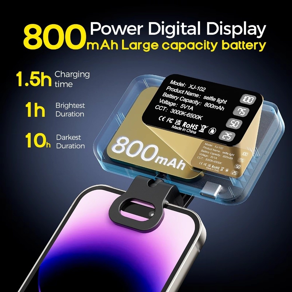 Photography Lighting Flash - ไฟเซลฟี่ LED 800/1000mAh 3 โหมด ชาร์จ
