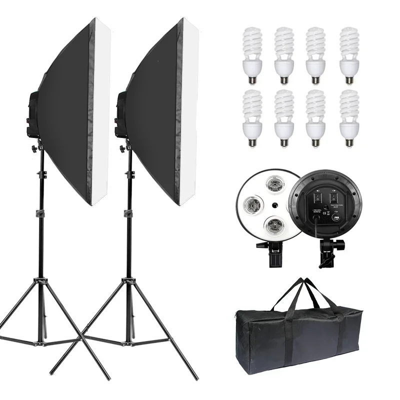 Portrait Photography With Lighting - ชุดไฟสตูดิโอถ่ายภาพพร้อมหัวหลอด E27 4in1 สำหรับถ่ายภาพบุคคล วิดีโอ และสินค้า