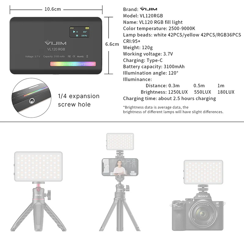 ไฟเติมพกพา RGB รุ่น New120 ปี  - Photography Of Lighting บทวิจารณ์และราคา