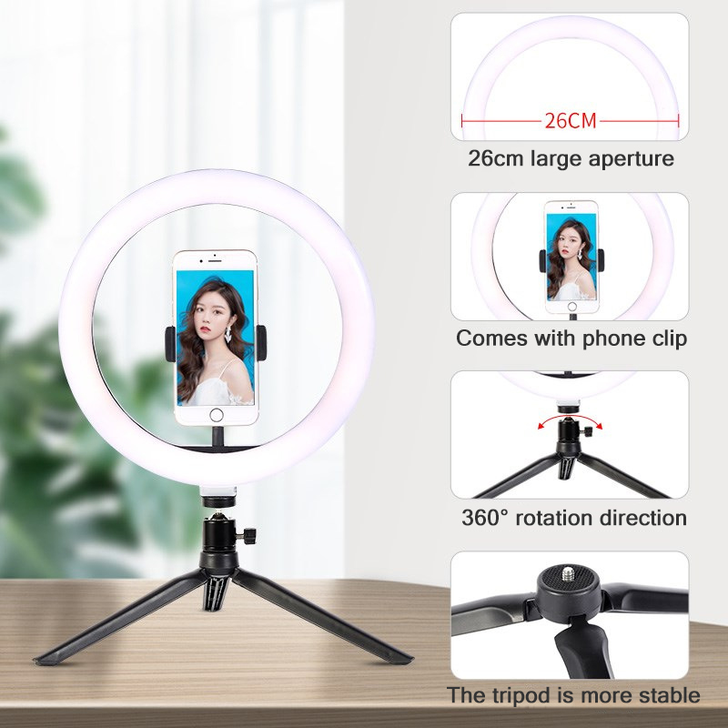 26 ซม.10 นิ้ว LED แหวน Selfie  - Photography Lighting Circle บทวิจารณ์และราคา