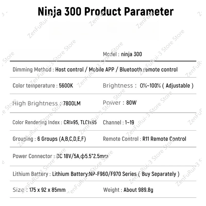 ไฟวิดีโอ LED Ninja 300 80W พร้ - Photography Lighting Continuous บทวิจารณ์และราคา